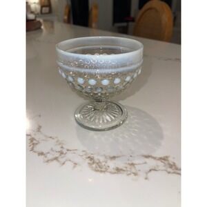 Fenton Hobnail Opalescent Glass Sherbet Dessert Goblet Footed Cup Vintage